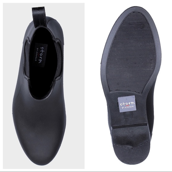 BLACK WATERPROOF ANKLE BOOTIES SHORT RAIN BOOTS - Picture 12 of 16